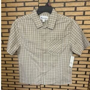 No Boundaries Tan Plaid Button Down Shirt Size XS